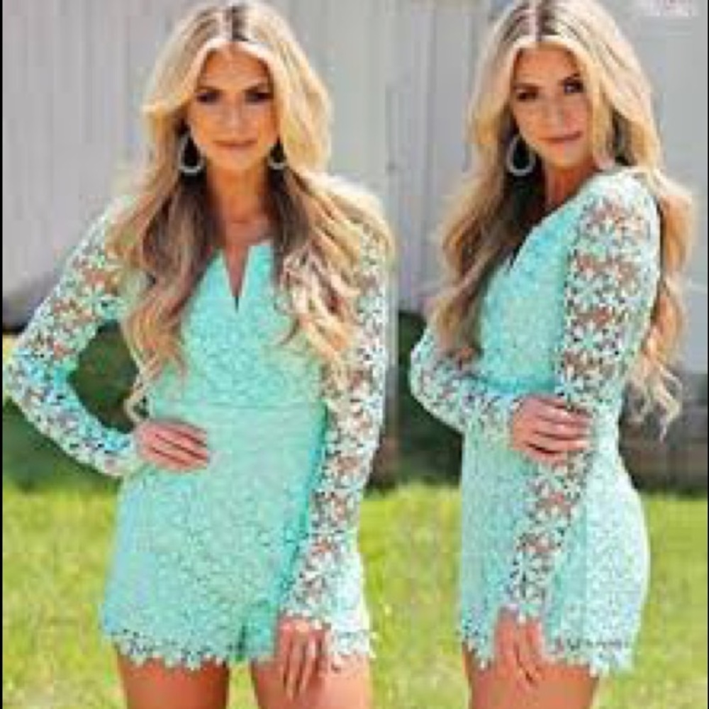 Southern fried chicks mint romper M NEW